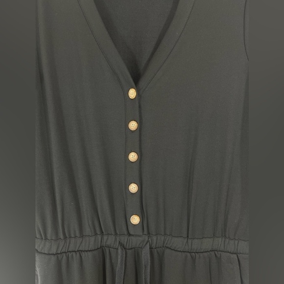Garnet Hill Black Traverse Knit Jumpsuit Black Women’s Small Pockets Drawstring - Picture 6 of 13